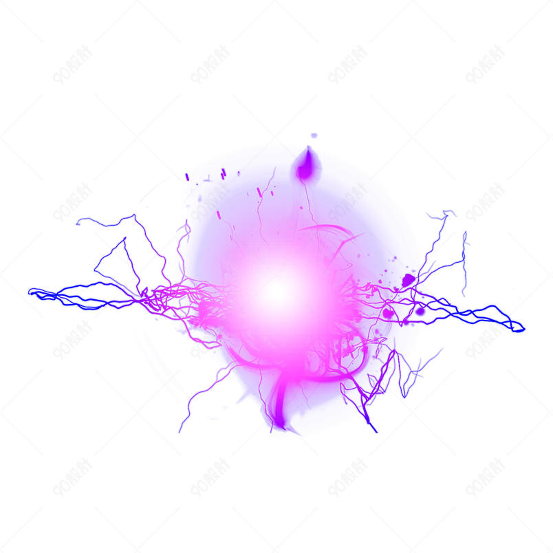 原创元素蓝紫色闪电烟雾结合爆炸效果