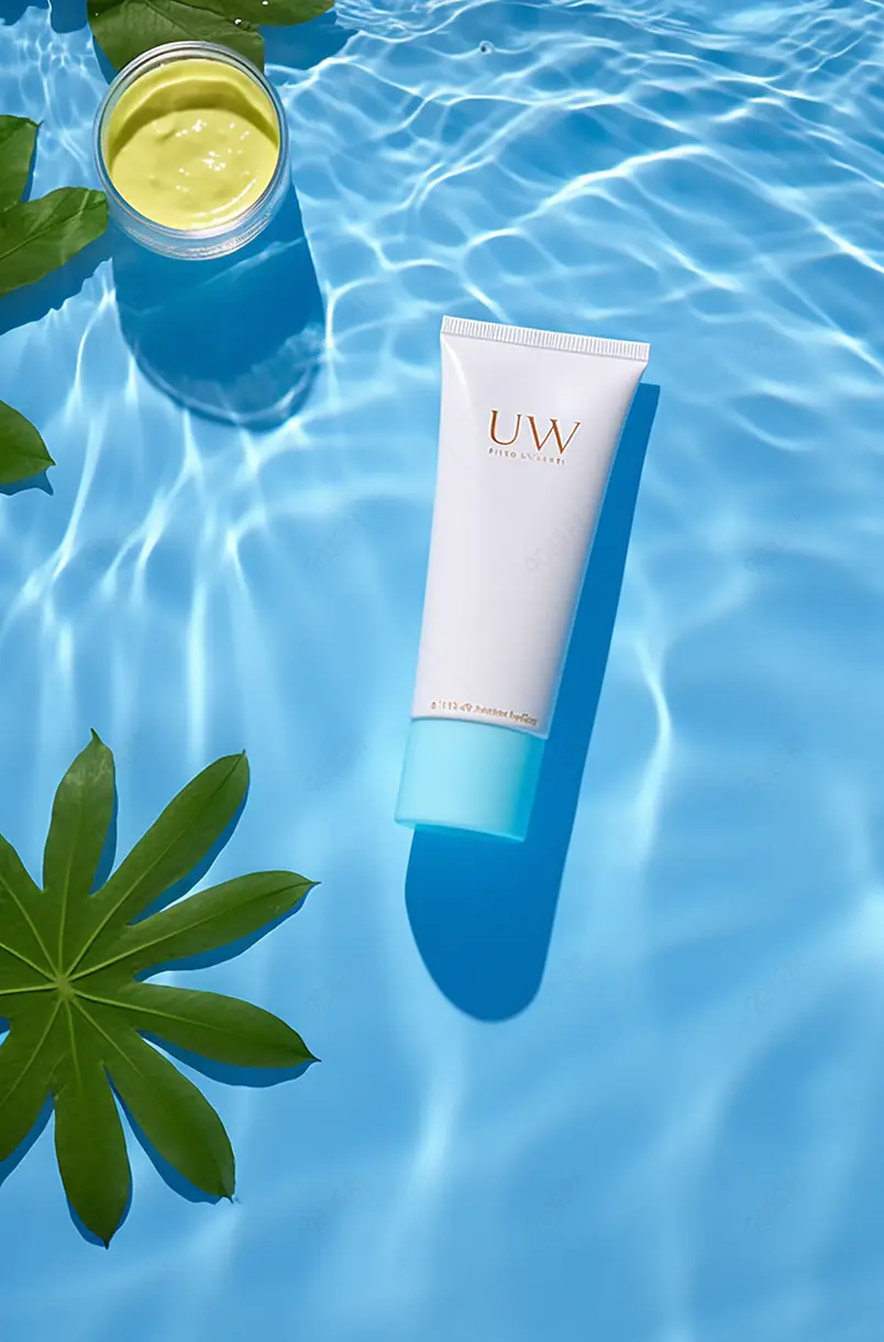 背景、水(自然现象)、游泳池、海浪(图案)、夏天、蓝色、化妆品(美容产品)、防晒霜(化妆品)、乳液、紫外线、美容