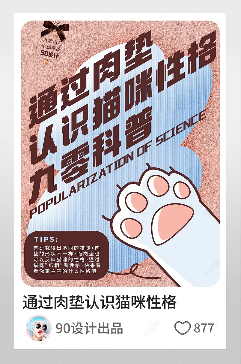 小红书通过肉垫认识猫咪性格图文封面