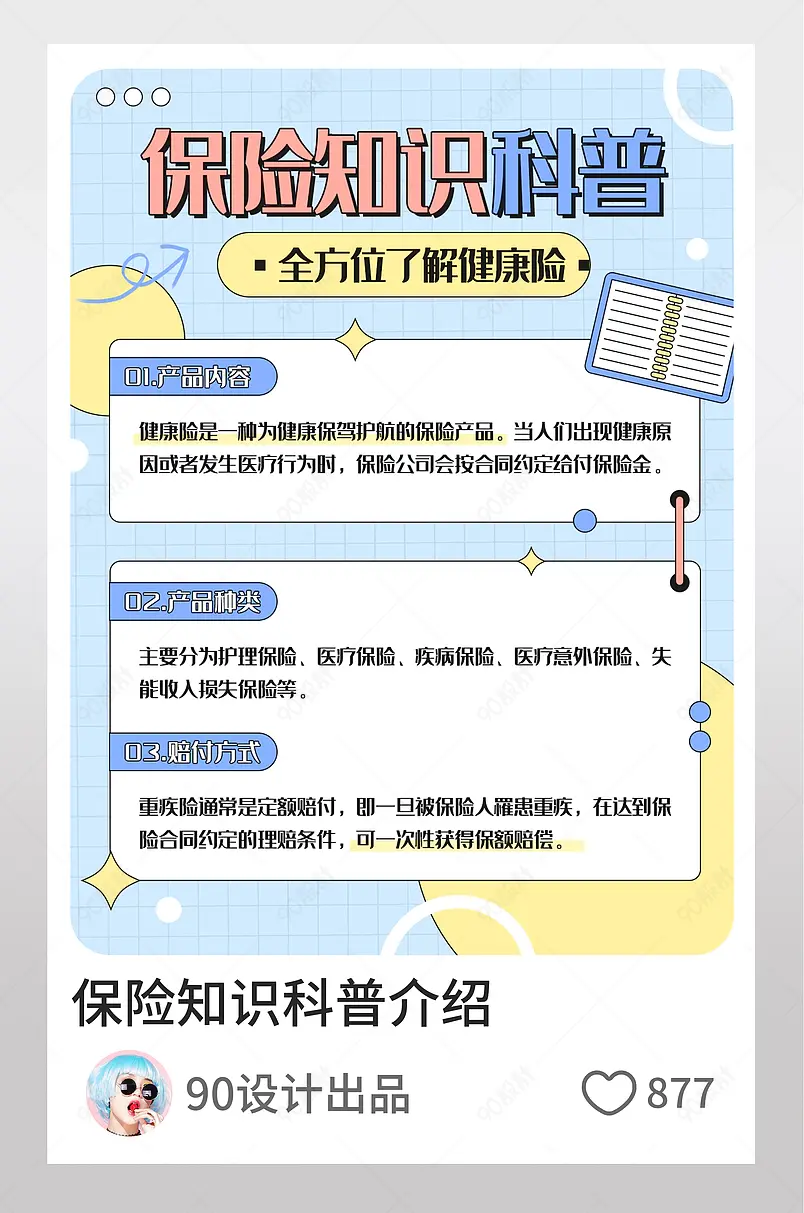 小红书保险知识科普全面了解健康体检图文封面