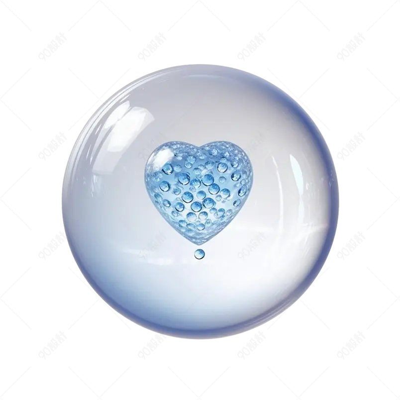 浅蓝色透明球水钻爱心