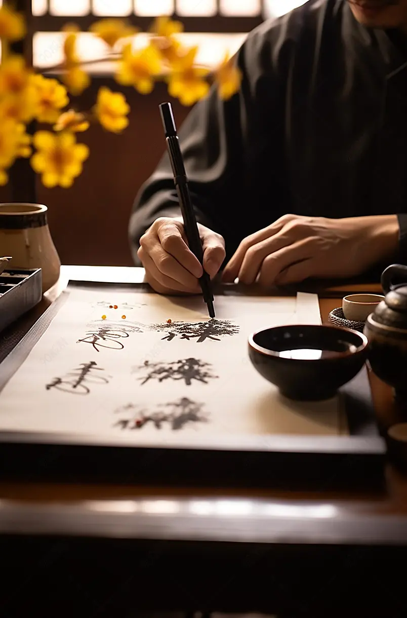 写毛笔字,重阳节,人的手,书法,传统节日