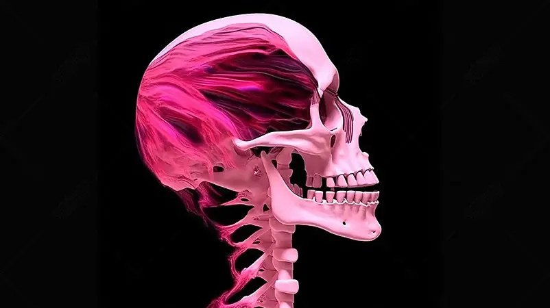酷炫的粉色骷髅头抽象概念