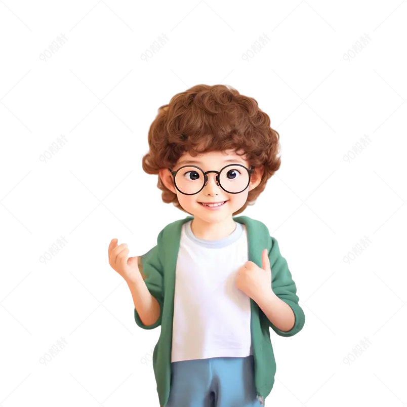 爱眼日学生近视的眼镜科技插画