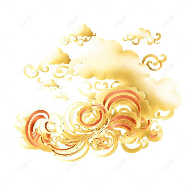 中国风鎏金云彩金色云朵元素
