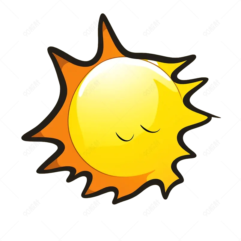 黄色卡通不规则形状太阳阳光聊天气泡免扣元素