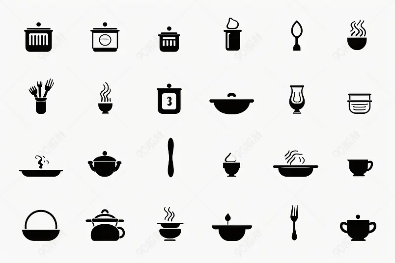 厨房用品图标艺术概念插画