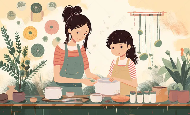 母亲节手绘插画