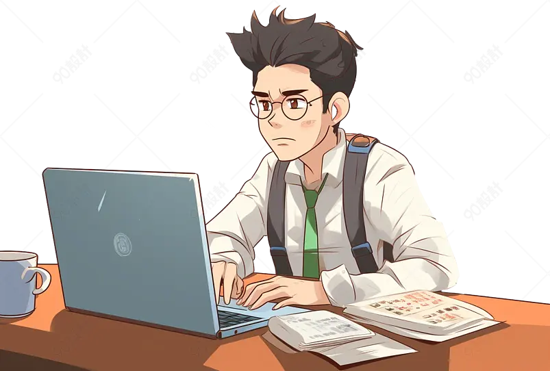 加班狗上班族办公室加班插画