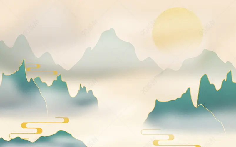 大气国潮风复古中国风山水画背景
