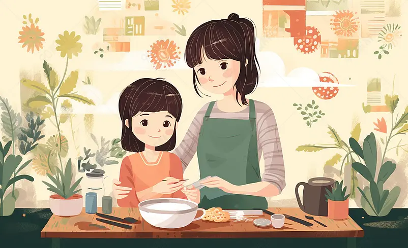母亲节手绘插画