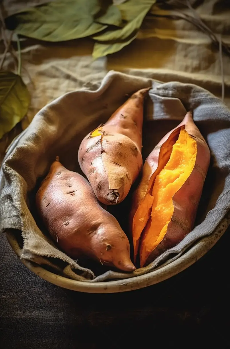 烤红薯烤地瓜甘薯膳食粗粮摄影图