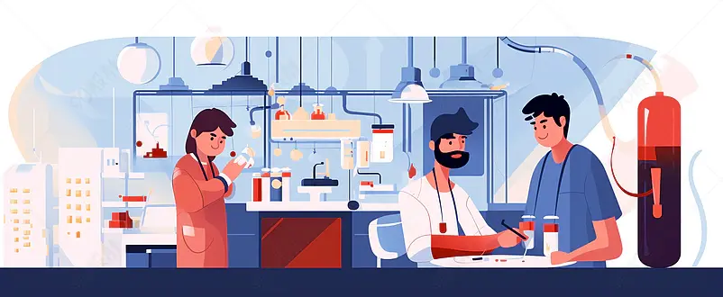 世界献血日医生量体温插画banner