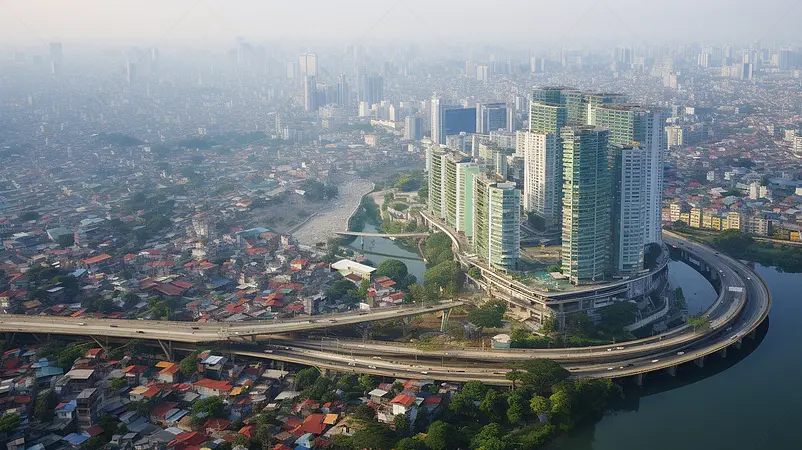 航拍越南河内的城市化建筑现代化城市背景图
