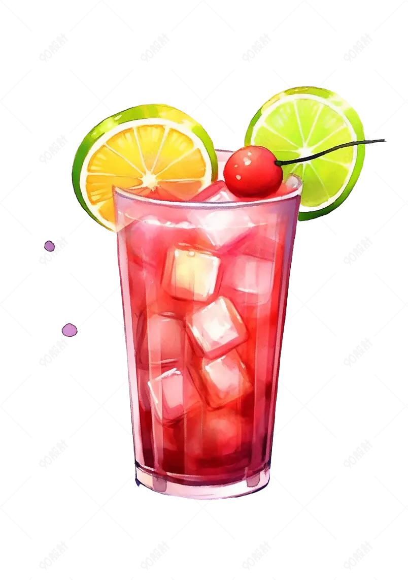  夏日清新手绘柠檬冰红茶