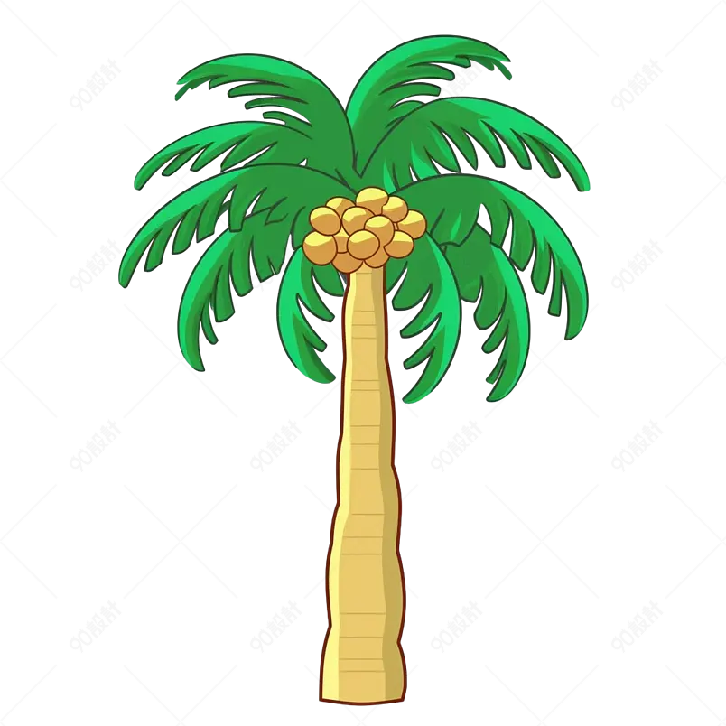 夏日度假绿色手绘椰树装饰元素