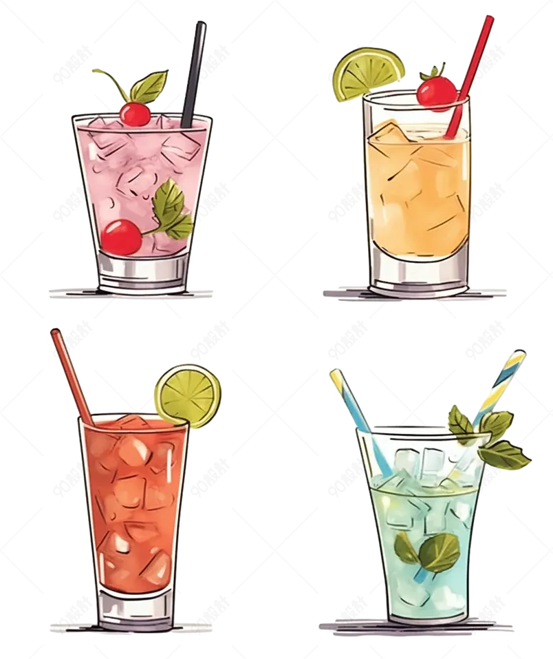 夏日冰镇饮品水果果汁元素