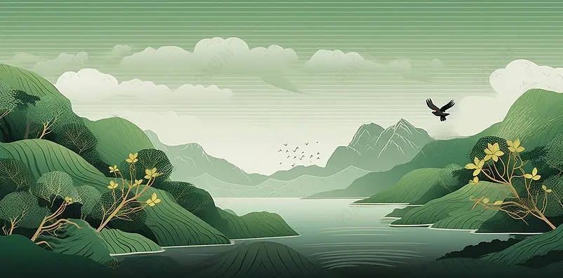 绿色国潮背景