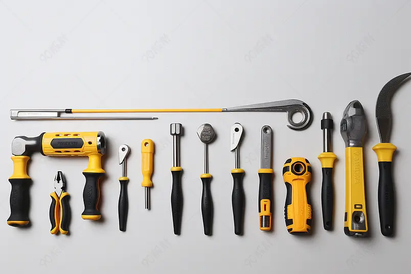 整齐排列的各种修理工具