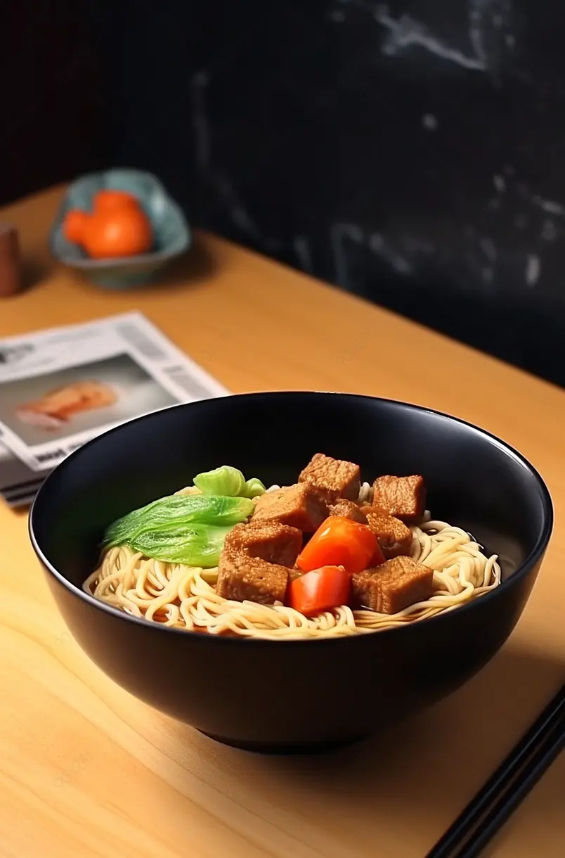 牛肉面粤菜面条装饰菜实拍