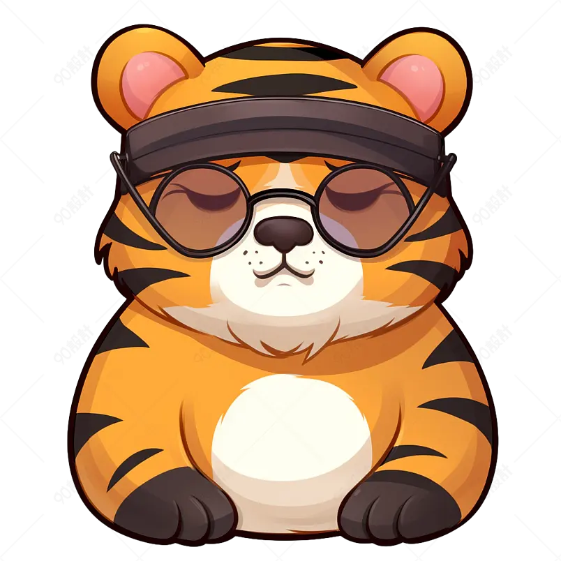 戴墨镜装酷的老虎