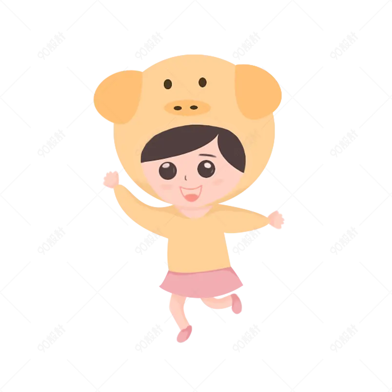 小人物小孩子卡通人物可爱小人猪小女孩