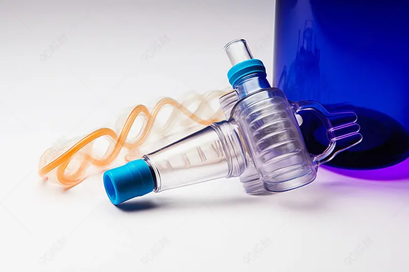透明玻璃用呼吸面罩吸入的医疗设备白桌上的雾化器