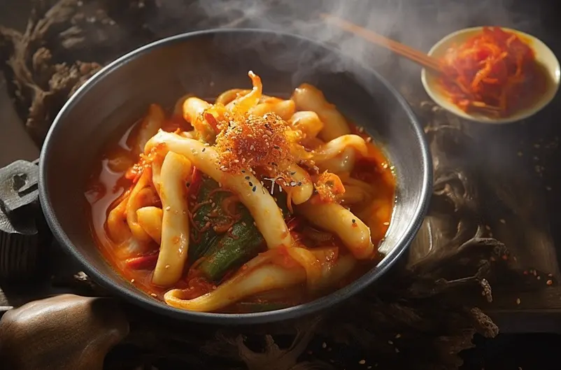 特色美食韩式炒年糕辛辣食物拍摄