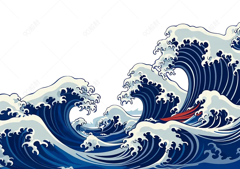 手绘海浪浪花矢量设计插图