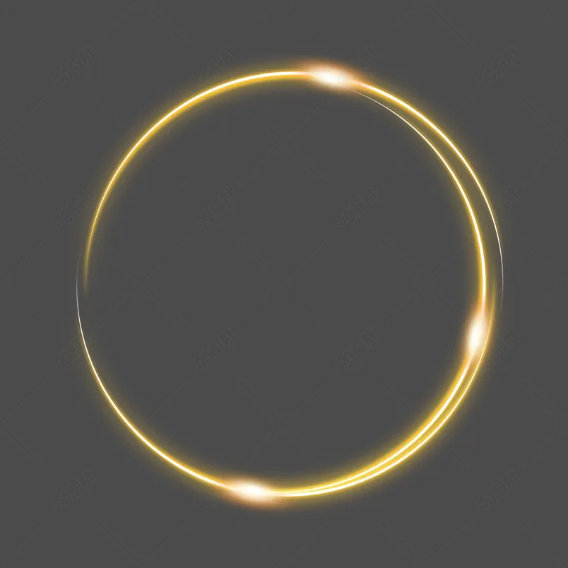 金色光影光效卡通光圈亮光边框元素
