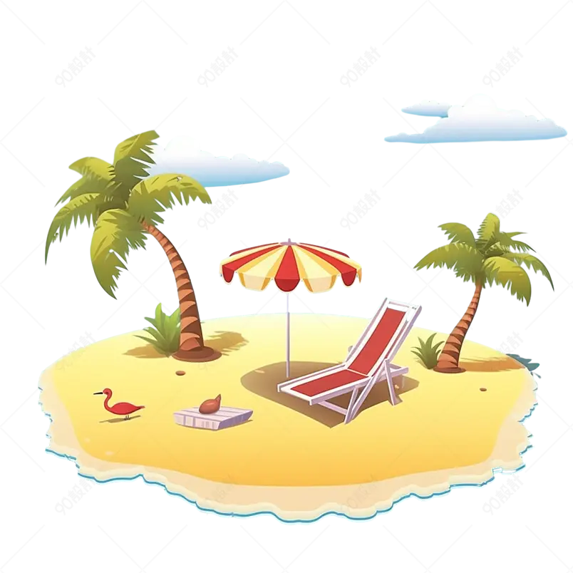 夏季海边宣传海岛元素