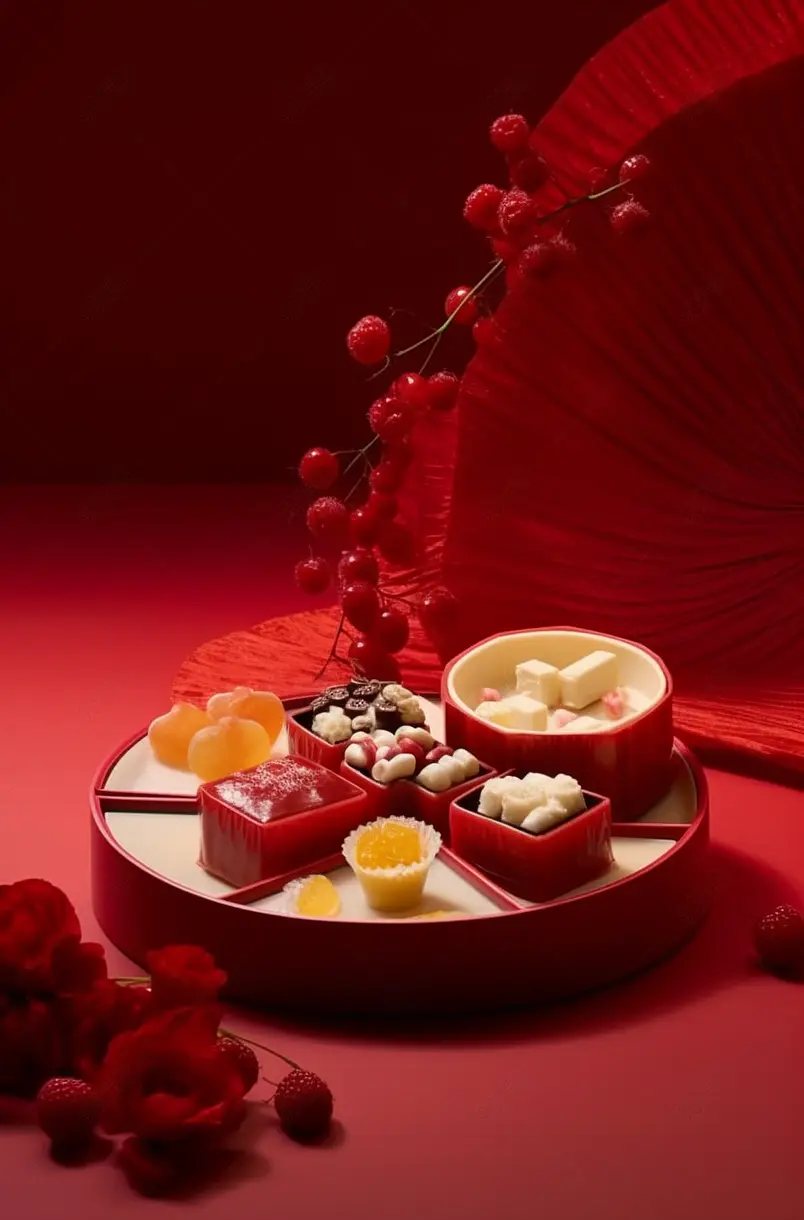 春节美食系列花开富贵老北京特色小吃静物摄影图