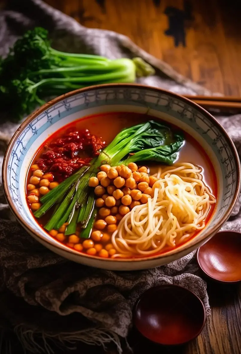 特色美食豌豆杂面小面特写镜头实景拍摄