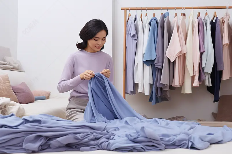 女主人居家收拾衣柜