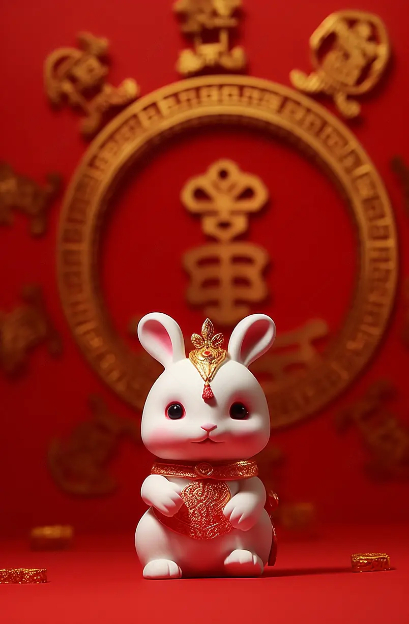 农历兔年新年春节国潮兔子
