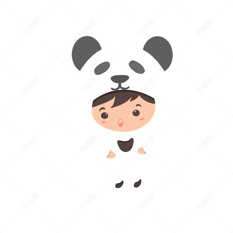小人物小孩子卡通人物可爱小人熊猫小男孩