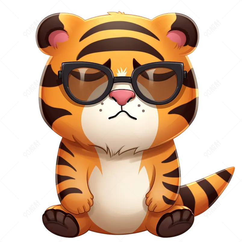戴墨镜装酷的老虎