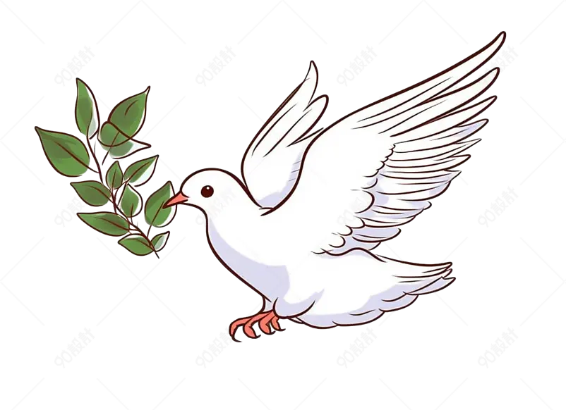 白色和平鸽和橄榄枝手绘元素
