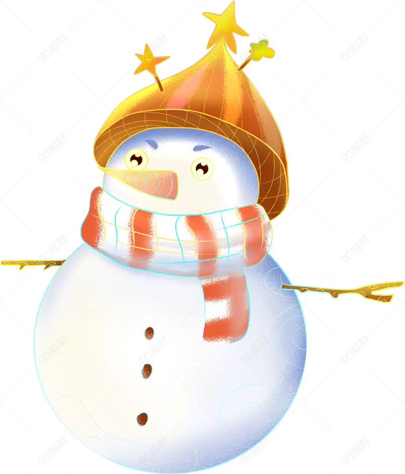 雪、雪人、圣诞节、冬天、手绘插画