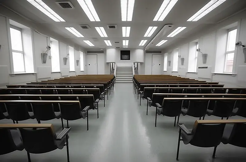 学校教室里成排的桌椅会议室教育摄影图