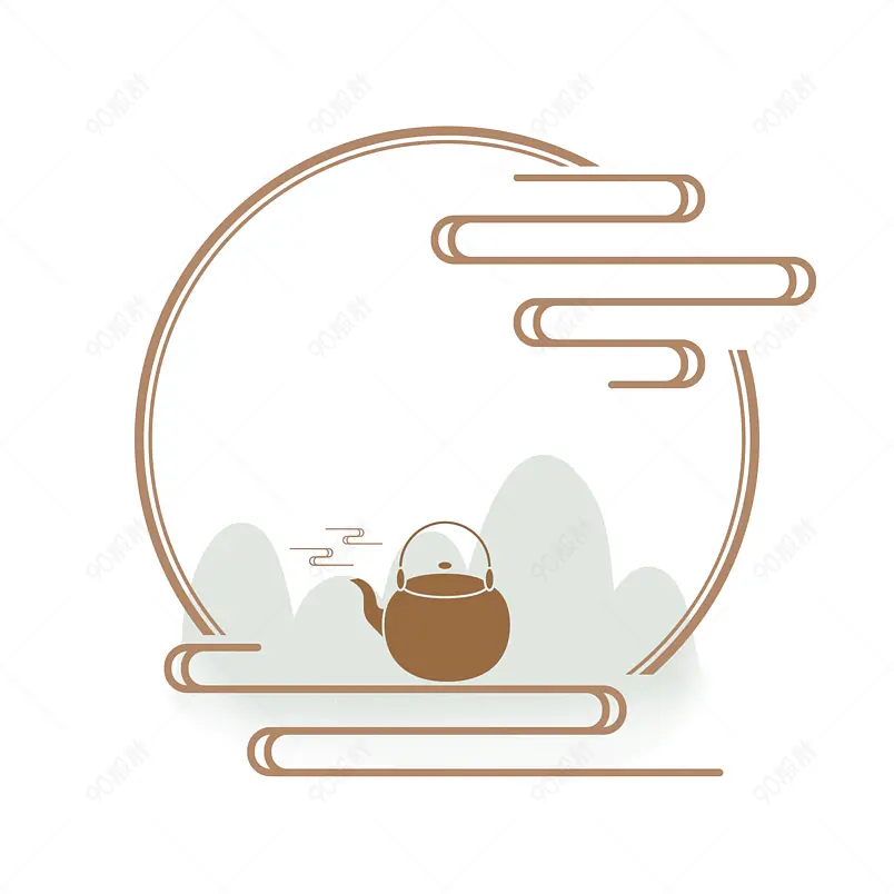 古风中国风国潮圆形祥云茶壶装饰背景装饰图