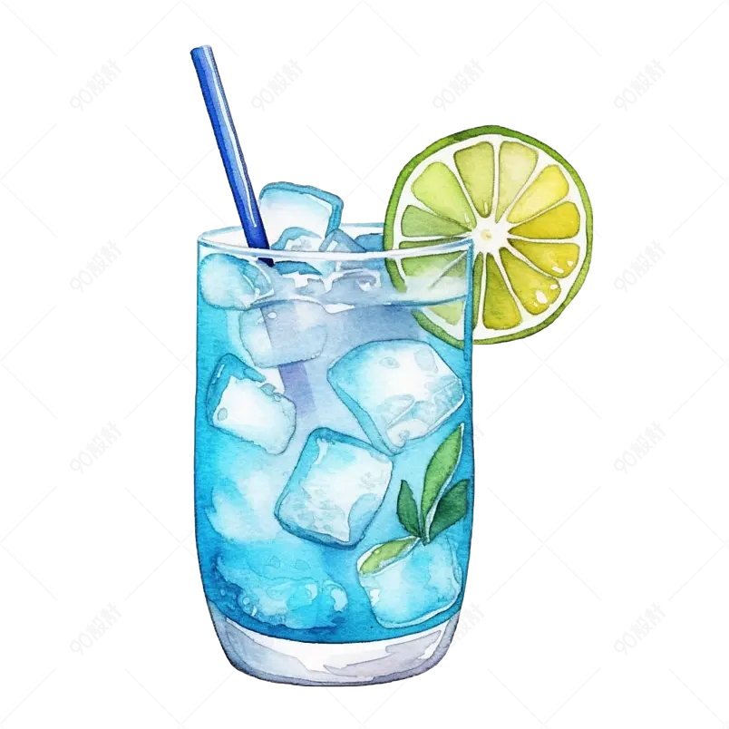 夏季凉爽蓝色果茶饮品