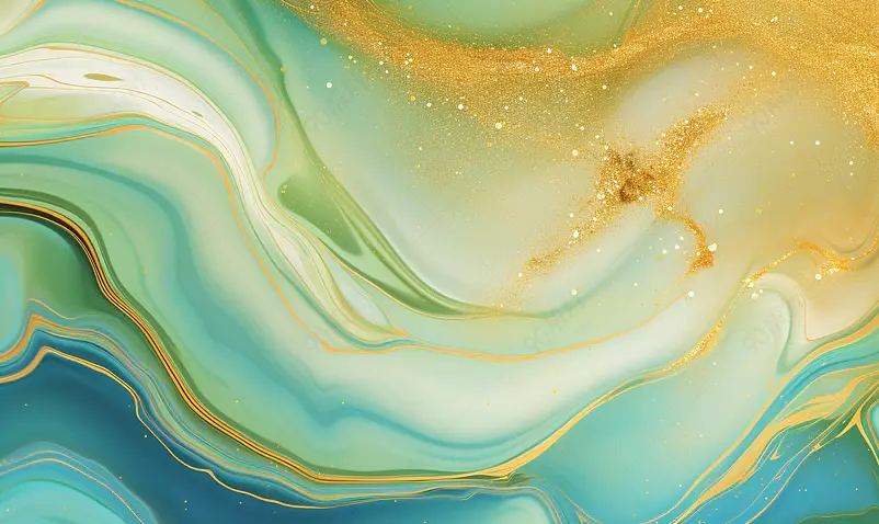 绿色大理石鎏金纹理背景