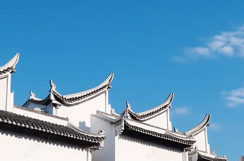 白墙黑瓦马头墙古老的中国文化遗产著名景点