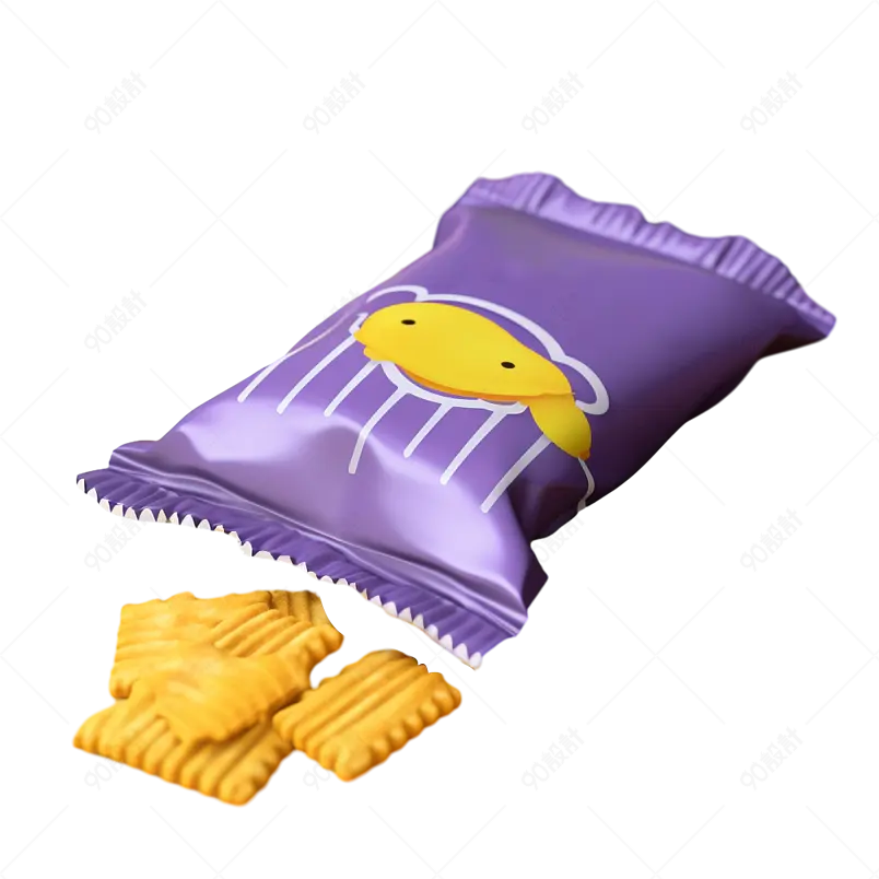 紫色实拍一包薯片锅巴美食食品元素