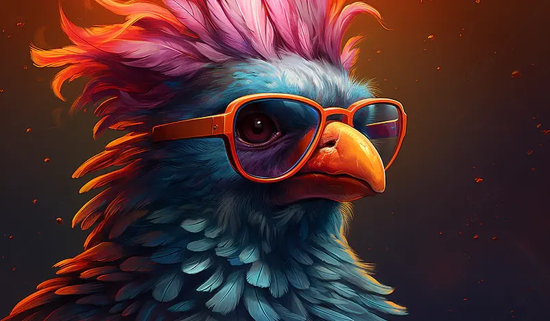 戴着墨镜的鸟类飞禽头像数字艺术概念插画