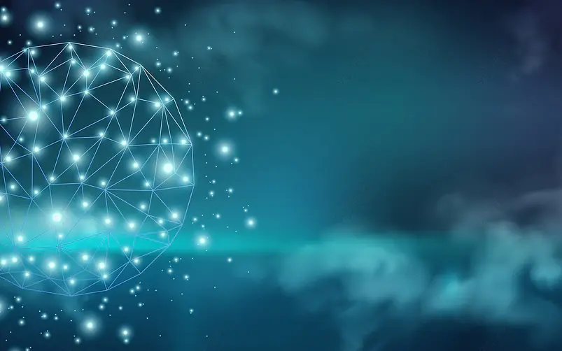 蓝色科技感大气星光光束网格星球背景