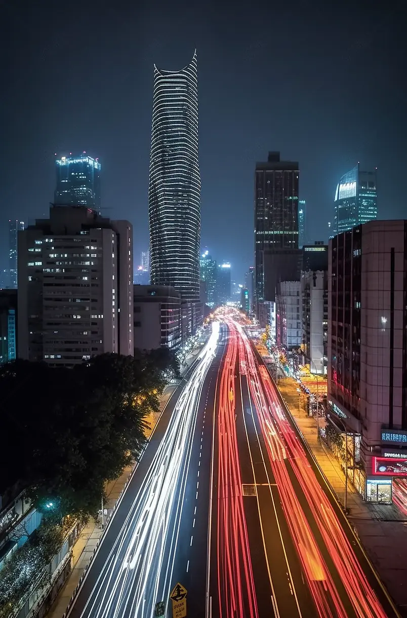上海忙碌繁华的夜晚的交通熙熙攘攘海报背景