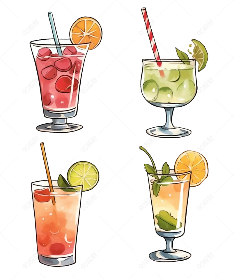 夏季海报设计元素卡通水果果茶