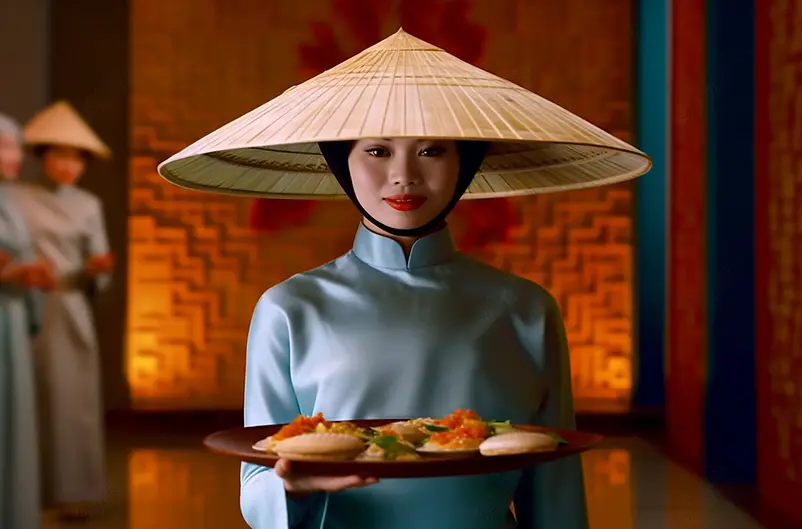 吃饭女招待饮食越南人服务东亚人